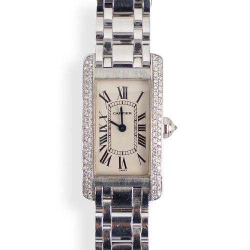 CARTIER 18K AND DIAMOND TANK AMERICAINE 392ff2