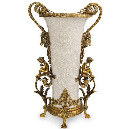 PORCELAIN AND GILDED BRONZE VASEDESCRIPTION: