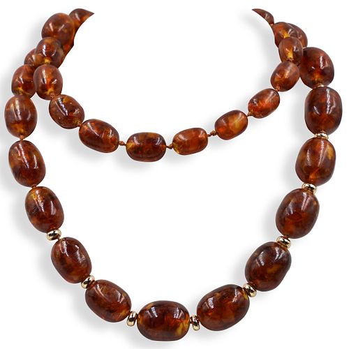 AMBER BEADED NECKLACEDESCRIPTION: