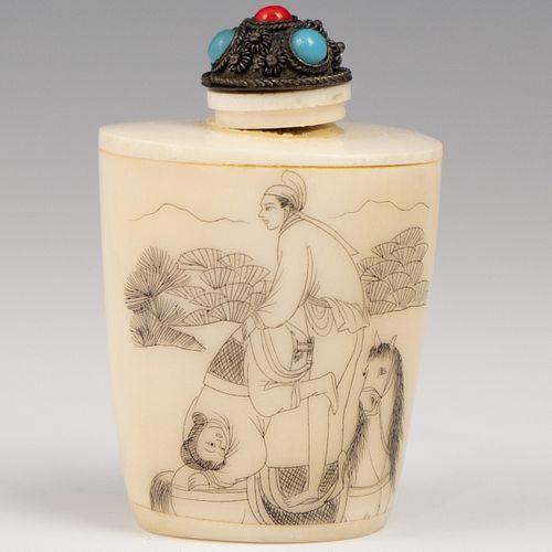 ORIENTAL EROTIC BONE SNUFF BOTTLEDESCRIPTION  393054