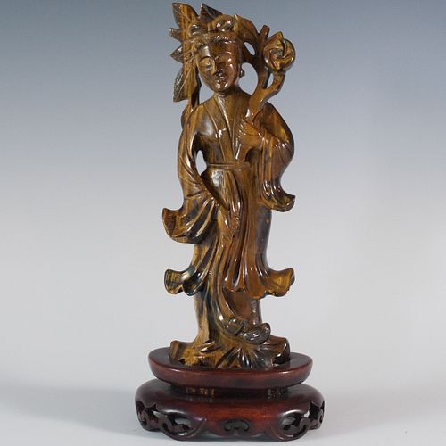 TIGERS EYE GUANYIN FIGURINEA hand 393050