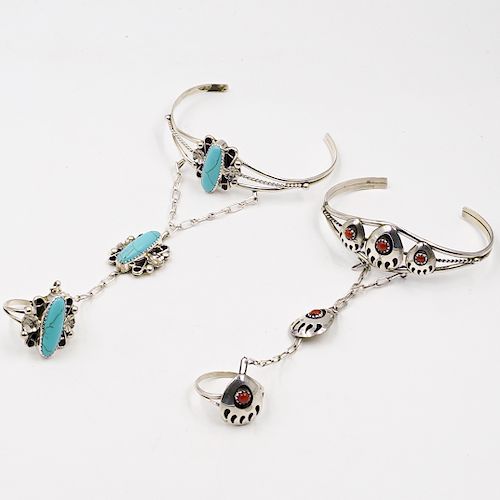  2 PC NAVAJO STERLING TURQOUSE 3930ab