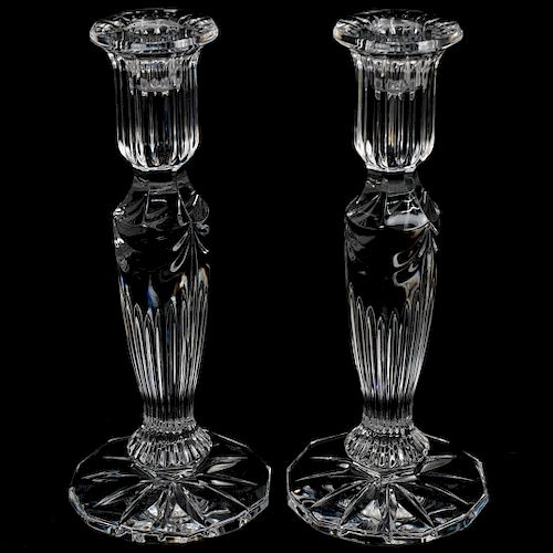 PAIR OF WATERFORD CRYSTAL CANDLEHOLDERSDESCRIPTION: