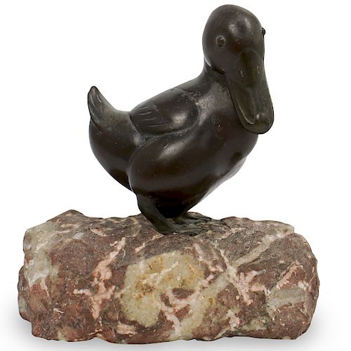 CONTINENTAL BRONZE DUCK ON STONE