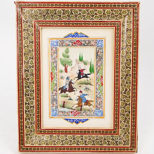 FRAMED PERSIAN PICTURE FRAME PAINTING 39313d