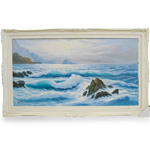 OIL ON CANVAS OCEAN SCENEDESCRIPTION: