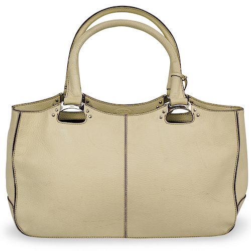 TODS IVORY WHITE LEATHER BAGDESCRIPTION: