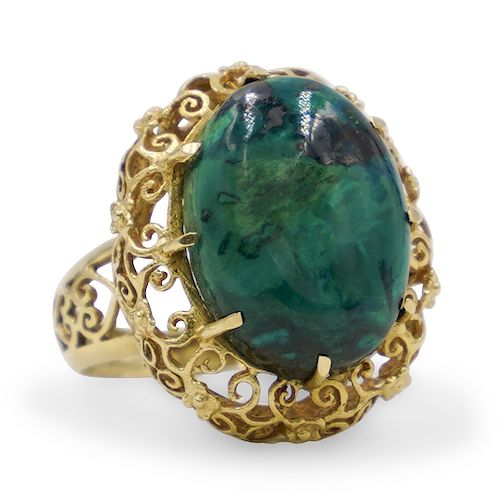 14K GOLD MALACHITE RINGDESCRIPTION 14K 3932f0