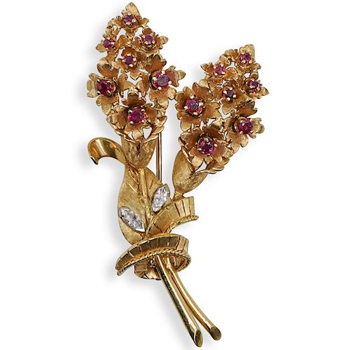 14K GOLD RUBY DIAMOND PINDESCRIPTION  3932fc