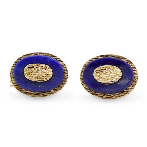 14K GOLD & LAPIS CUFFLINKSDESCRIPTION: