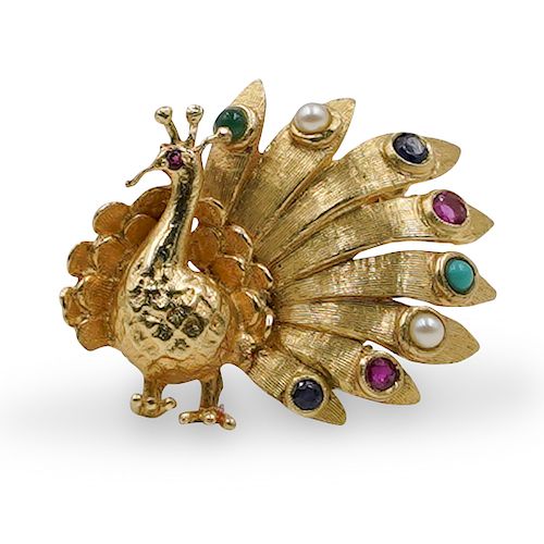 14K GOLD PEACOCK PINDESCRIPTION: