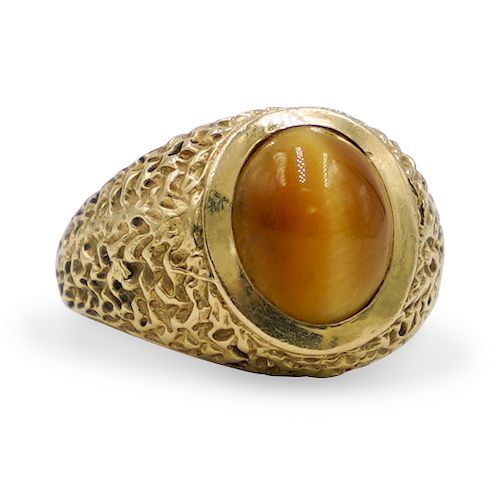 14K GOLD TIGER EYE RINGDESCRIPTION:14K