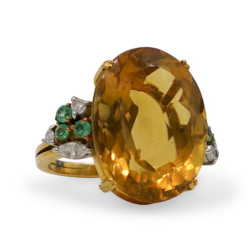 18K GOLD CITRINE DIAMOND EMERALD 393304