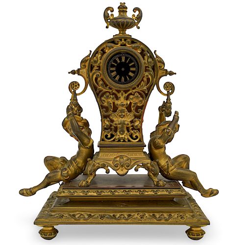 19TH CENT. FRENCH BRONZE FIGURAL CLOCKDESCRIPTION: