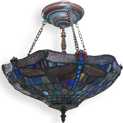 TIFFANY STYLE HANGING GLASS LIGHT FIXTUREDESCRIPTION: