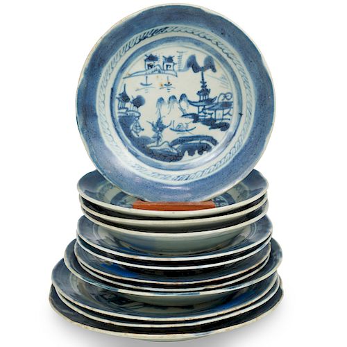  12 PC CHINESE EXPORT CANTON DISHESDESCRIPTION  39339e