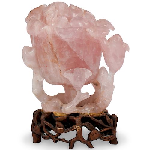 CHINESE CARVED FLORAL ROSE QUARTZDESCRIPTION  3933a1