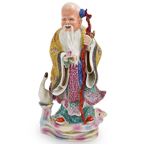 CHINESE PORCELAIN WISE MAN FIGURINEDESCRIPTION: