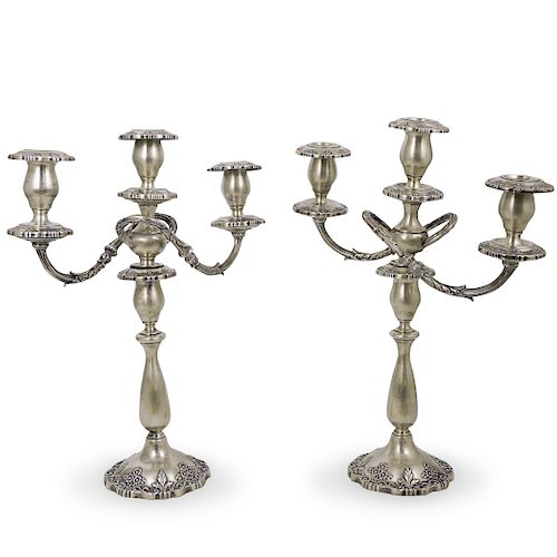 PAIR OF FISHER STERLING SILVER 3 LIGHT