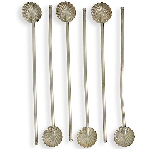 (6 PC) STERLING SILVER ICED TEA STRAW