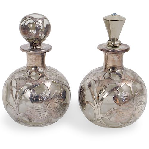 PAIR OF SILVER OVERLAY PERFUME 3933df