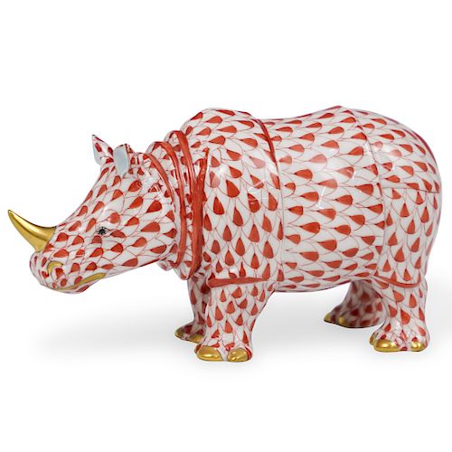 HEREND PORCELAIN FISHNET RHINO 3933f1