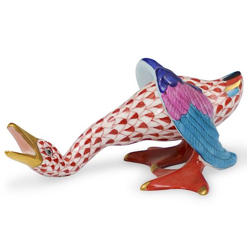 HEREND PORCELAIN FISHNET HISSING GOOSEDESCRIPTION: