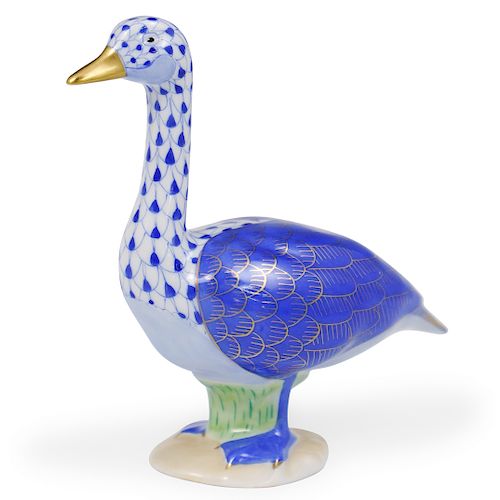 HEREND PAINTED PORCELAIN DUCK FIGURINEDESCRIPTION: