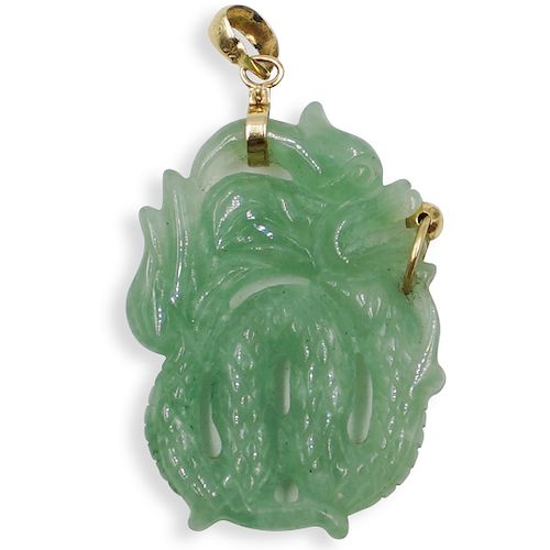 CHINESE 14K GOLD AND JADE DRAGON 393426