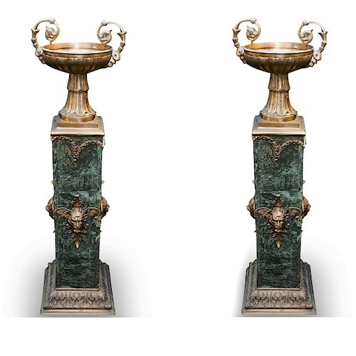 PAIR OF MARBLE AND BRONZE PEDESTAL 39348e