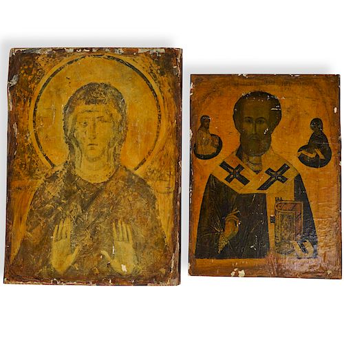  2 PC WOOD RUSSIAN ICONSDESCRIPTION  393498