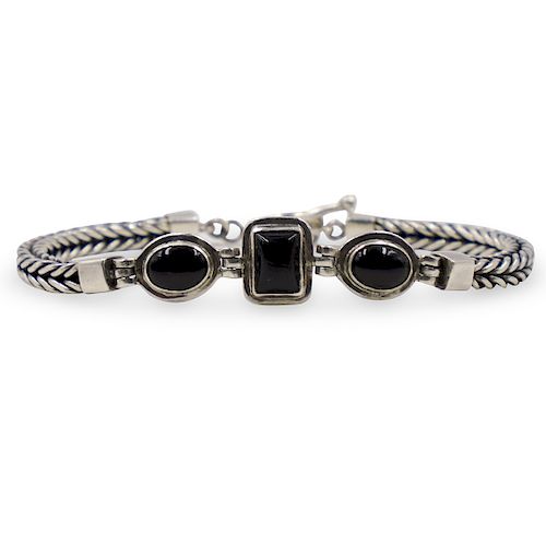 STERLING SILVER AND ONYX BRACELETDESCRIPTION  39349a