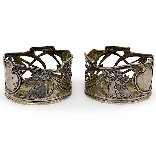  2 PC ART NOUVEAU 800 SILVER 3934c7