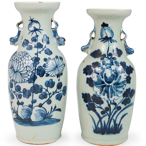 (2 PC) CHINESE BLUE AND WHITE CELADON