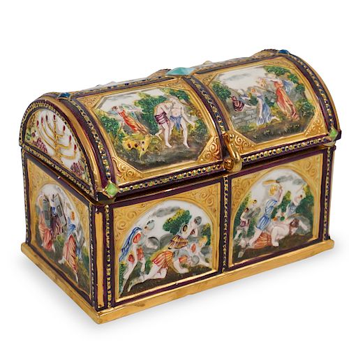 CAPODIMONTE JUDAICA PORCELAIN BOXDESCRIPTION  393514