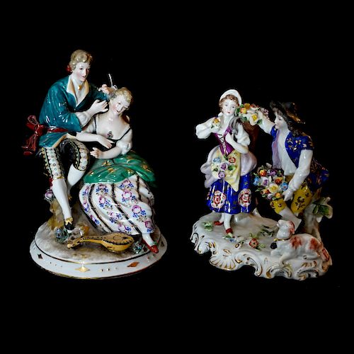  2 PC GERMAN PORCELAIN GROUPSDESCRIPTION  393522