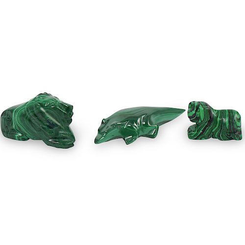 (3 PC) LOT OF CARVED MALACHITE