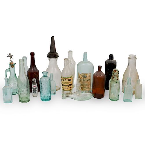  21 PC ANTIQUE GLASS BOTTLESDESCRIPTION  393553