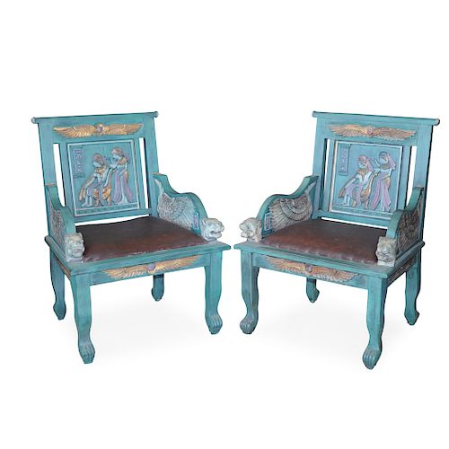 PAIR OF EGYPTIAN REVIVAL CARVED 393580