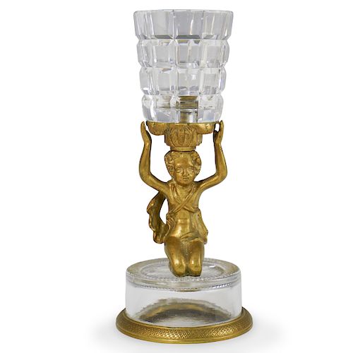 FRENCH FIGURAL BRONZE CANDLE HOLDERDESCRIPTION  393590