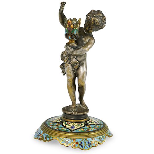 FRENCH SILVER BRONZE FIGURAL CANDELSTICKDESCRIPTION  39358f