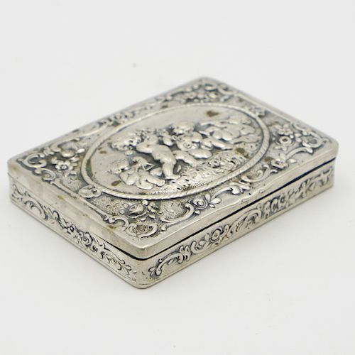 ANTIQUE 800 SILVER REPOUSSE BOXDESCRIPTION  3935c5