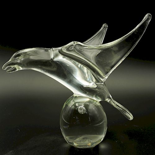 SIGNED MURANO GLASS BIRD SCULPTUREDESCRIPTION: