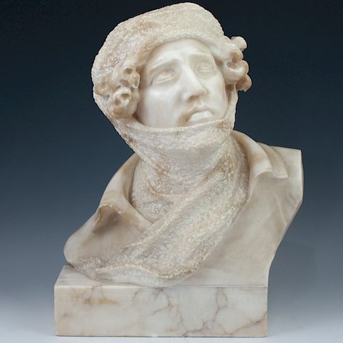 MARBLE SCARFED MAN BUSTDESCRIPTION  393616