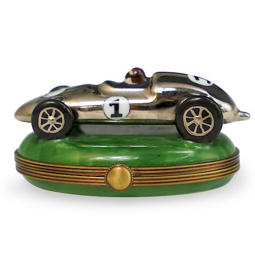 LIMOGES PORCELAIN RACE CAR TRINKET 393663