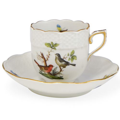 HEREND PORCELAIN ROTHSCHILD TEACUP AND