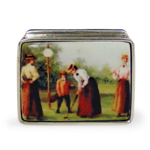 STERLING SILVER GOLF PILL BOXDESCRIPTION: