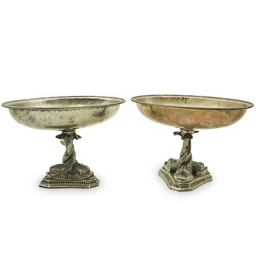 PAIR OF ANTIQUE SILVER PLATED COMPOTESDESCRIPTION  393734