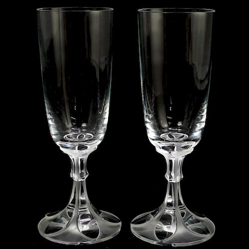  2 PC LALIQUE CRYSTAL CHAMPAGNE 3937b6