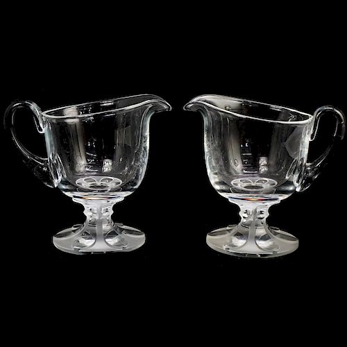  2 PC LALIQUE CRYSTAL PITCHERSDESCRIPTION  3937b7